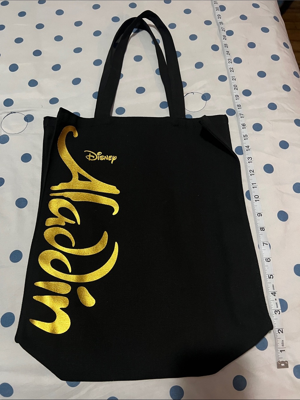 Disney’s Aladdin Black Tote with Metallic Gold Script